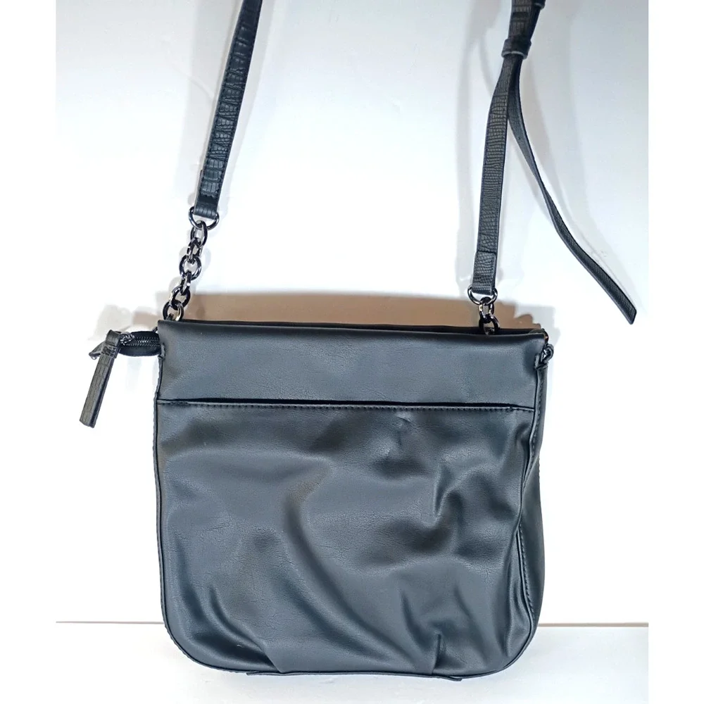 Simply Vera Vera Wang Black Crossbody Bag Faux Leather Adjustable Strap